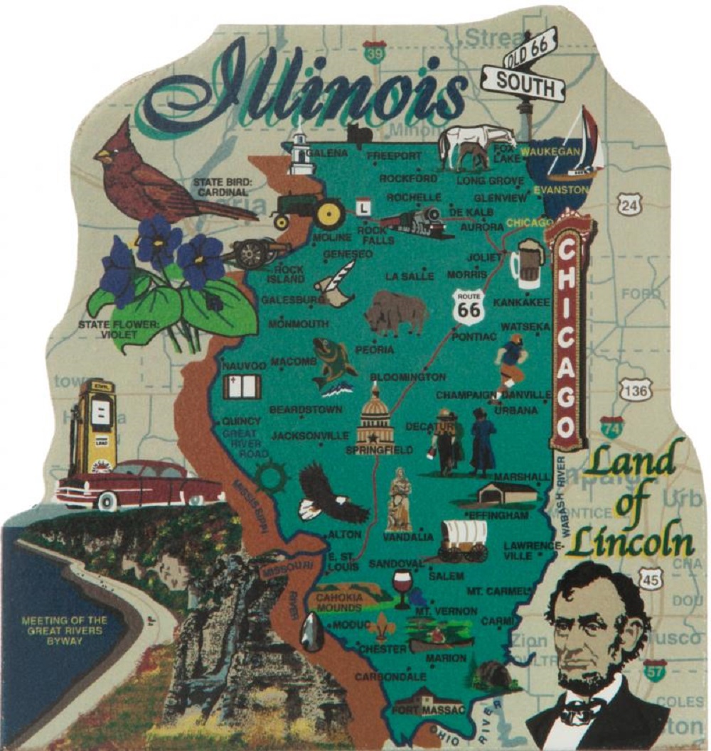 Illinois State Map Keepsake